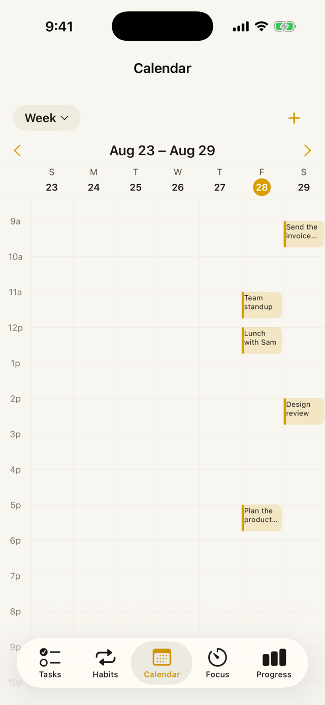 Week calendar view