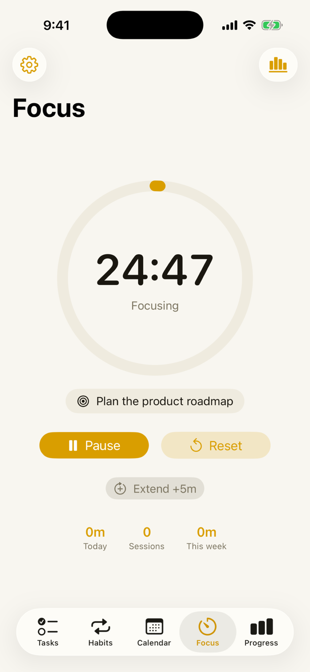 Focus timer running